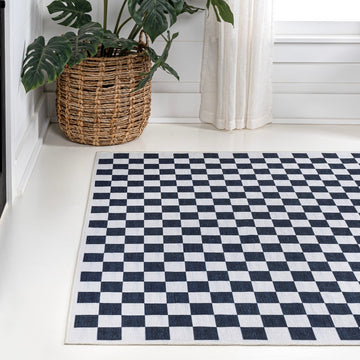 Ainsley Modern Cottage Checkerboard Washable Area Rug